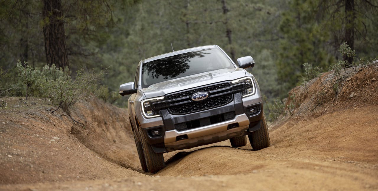 2024 Ford Ranger Lariat exterior front end climbing trail