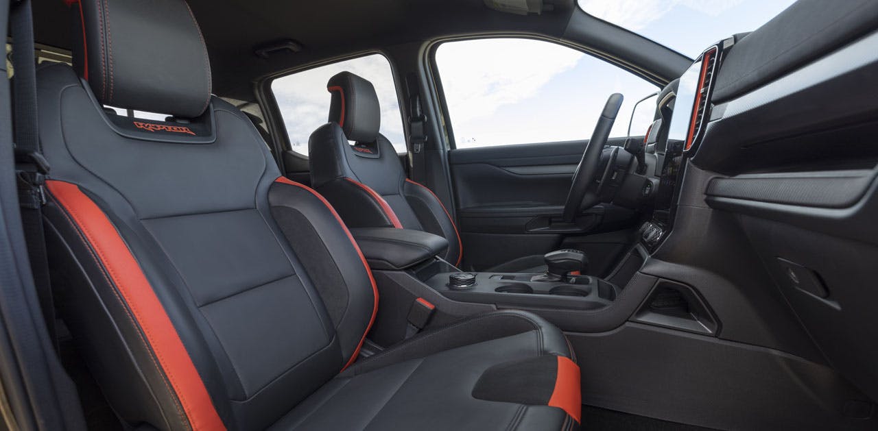 2024 Ford Ranger Raptor interior bolstered seats detail