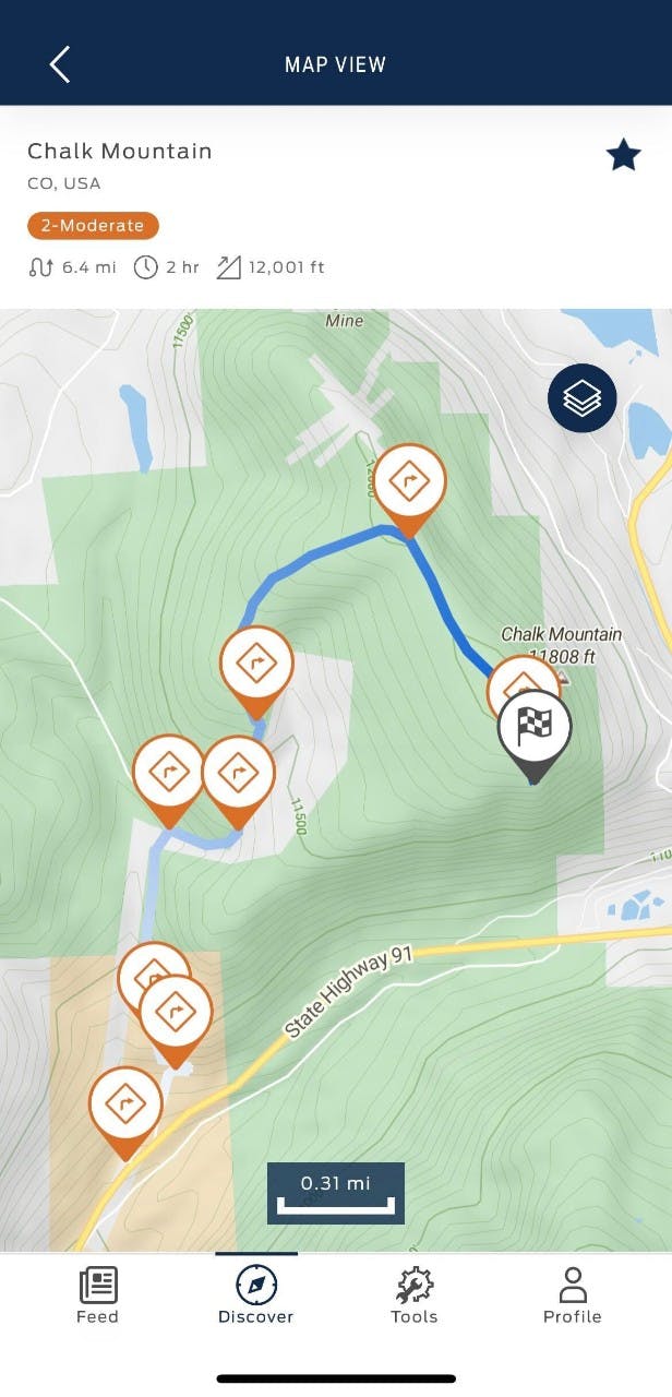 Ford Bronco Trail App Trail map view