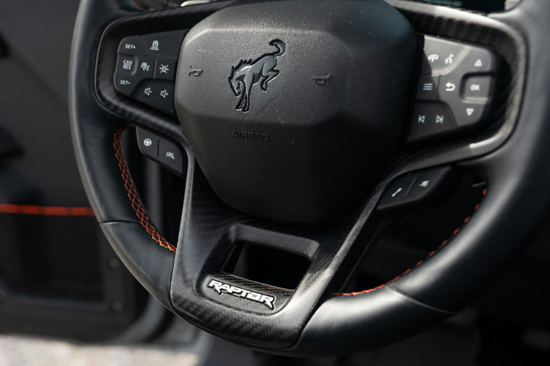 2023 Ford Bronco Raptor interior steering wheel detail