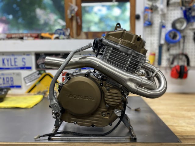 Honda XR250R engine on bench