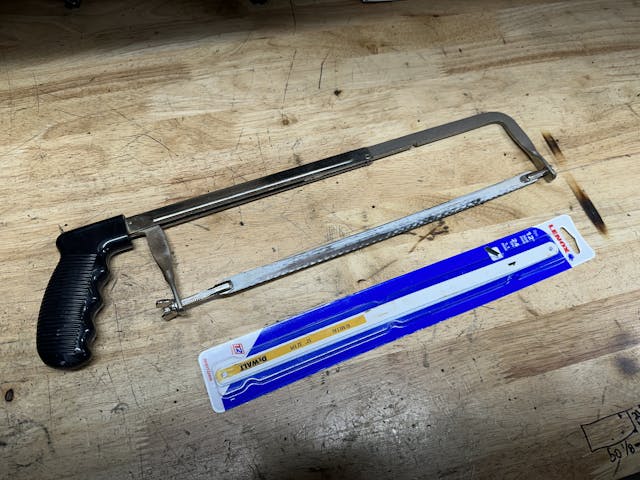 hacksaw on workbench budget tools cheap affordable DIY garage
