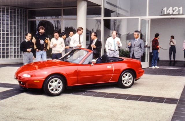 Mazda miata prototype team chatting