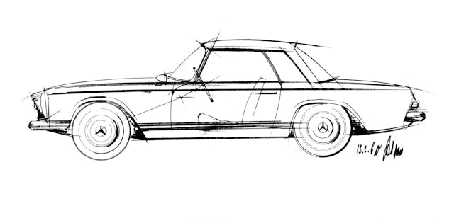 Mercedes-Benz pagoda sl design sketch profile