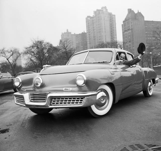 Preston Tucker Driving One of His Cars