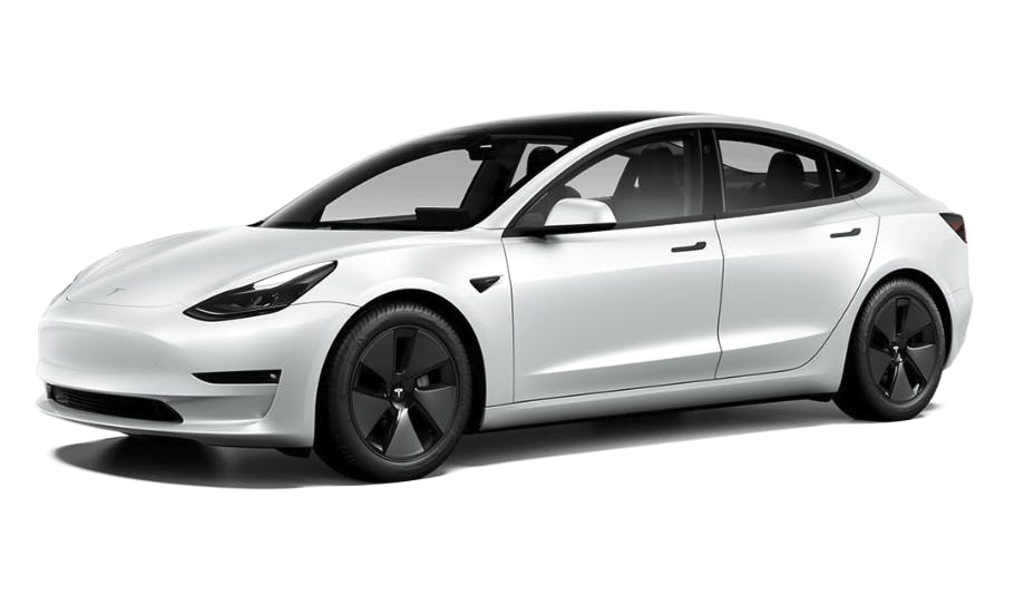 Tesla Model 3 Long Range exterior front three quarter white automated driving
