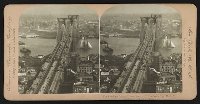 brooklyn bridge construction card historical
