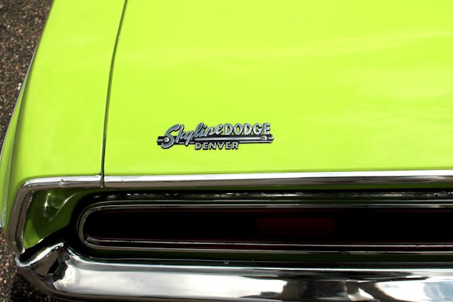 1970 Dodge Challenger high impact sublime denver dealer badge