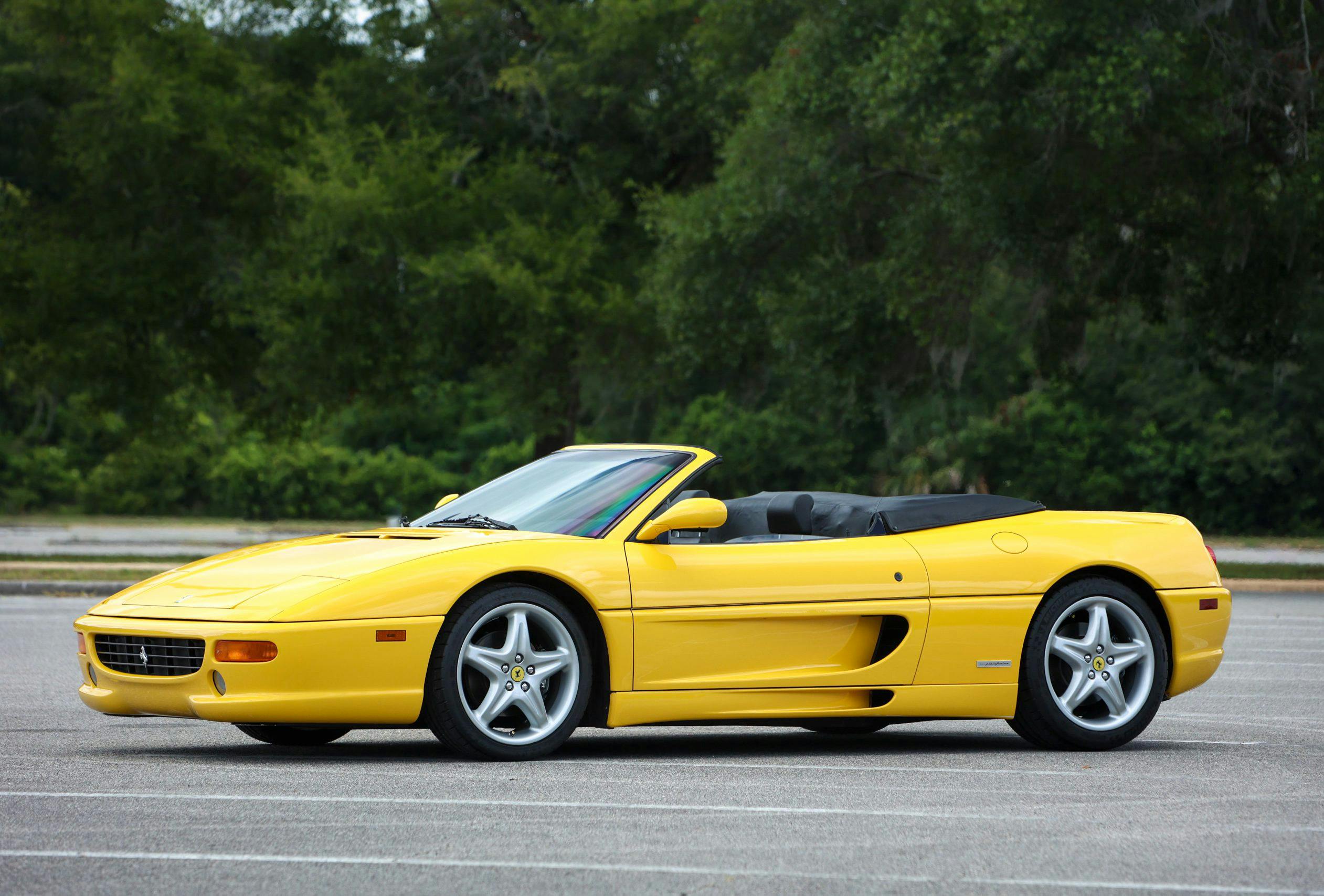 Ferrari 355 Spider Yellow front three quarter convertible