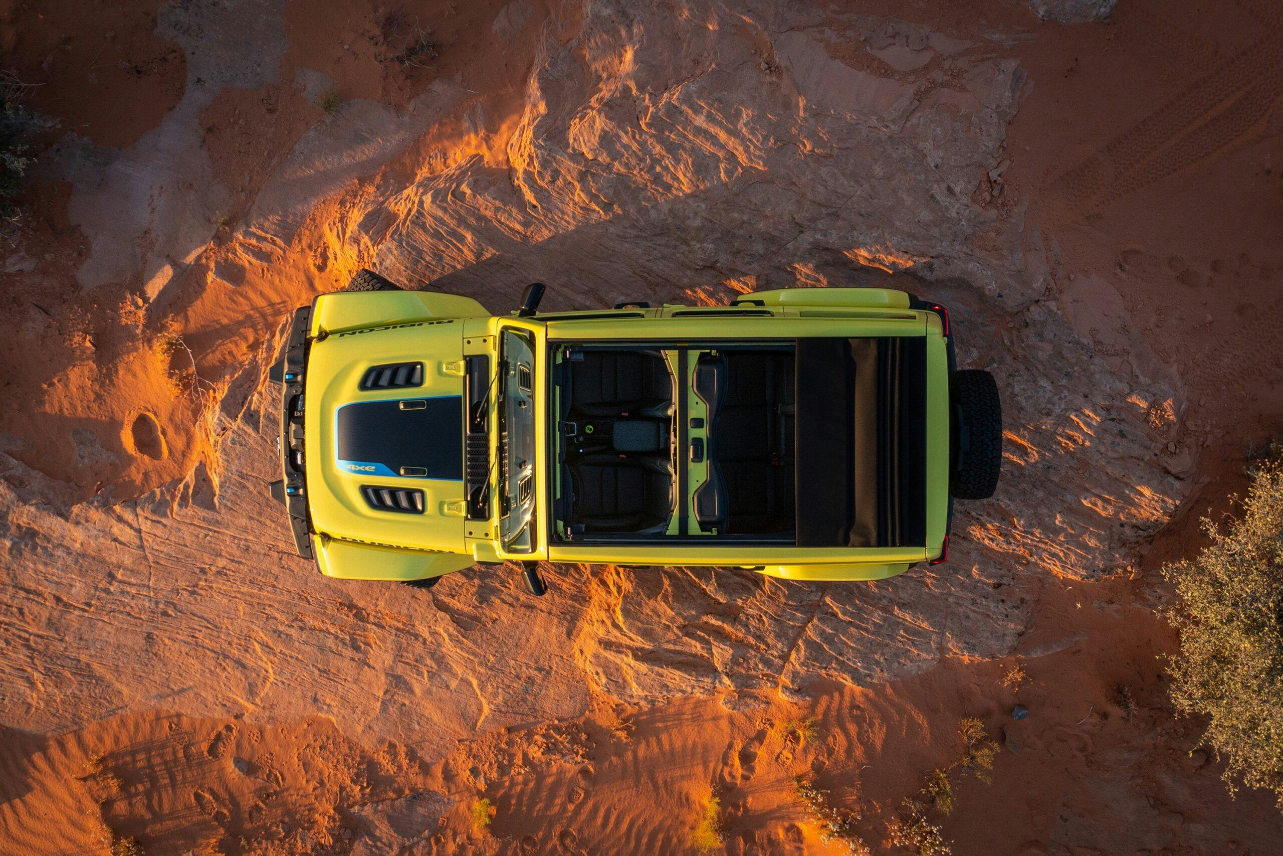2024 Jeep Wrangler Rubicon 4xe exterior overhead view yellow