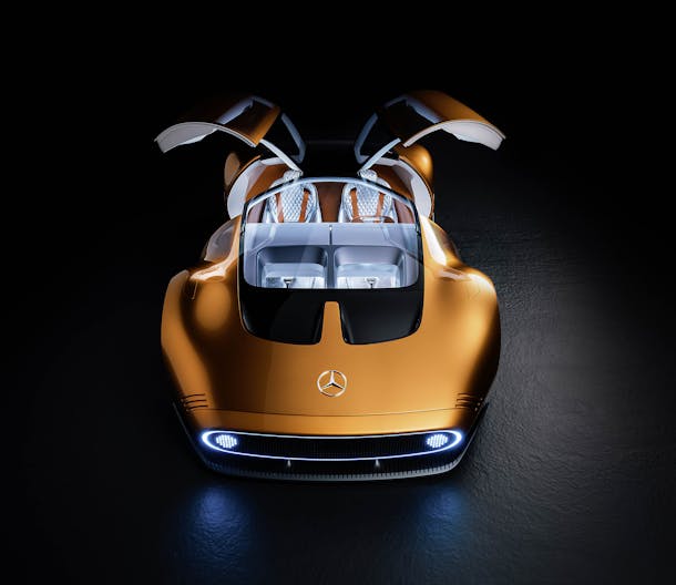 mercedes-benz vision one-eleven c-111 homage concept car 1970s retro gullwing