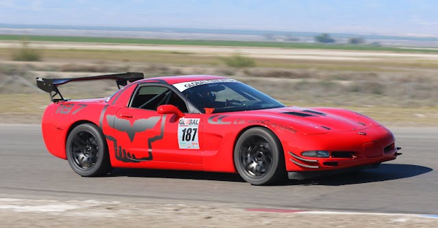 Global Time Attack C5 Racing Corvette front three quarter action