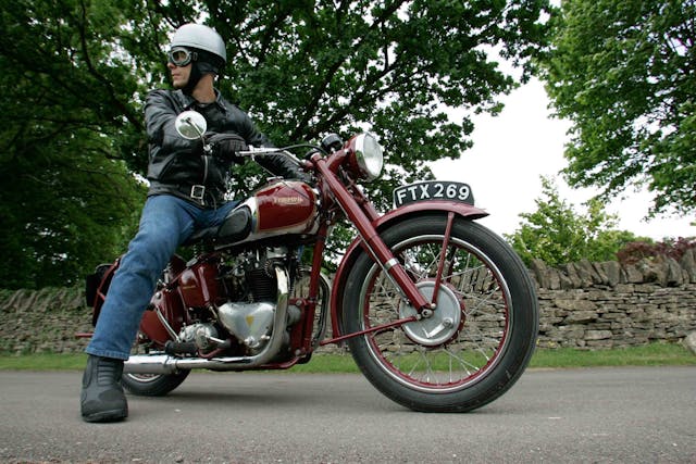 Triumph Speed Twin classic motorcycle mounted