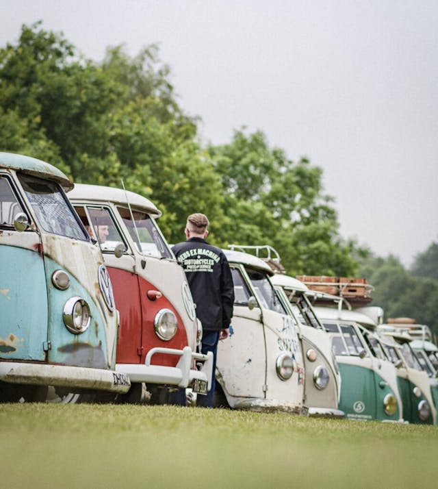 VW Microbus camper van fronts lined up