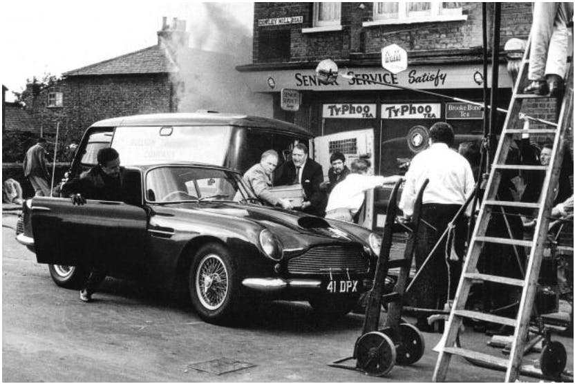 Peter Sellers 1961 Aston Martin DB4GT on set