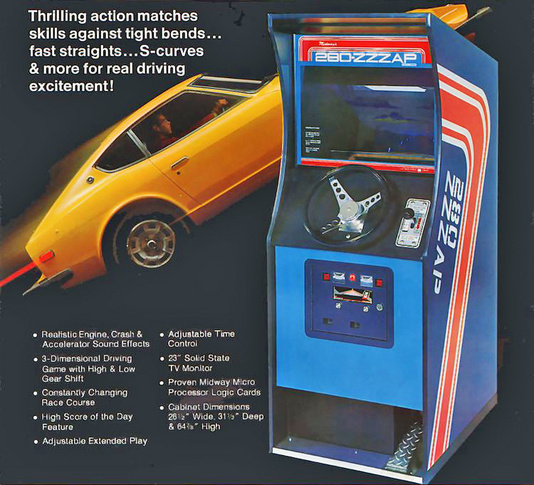 ZZZAP! In 1976, Datsun made the first car-themed video game 