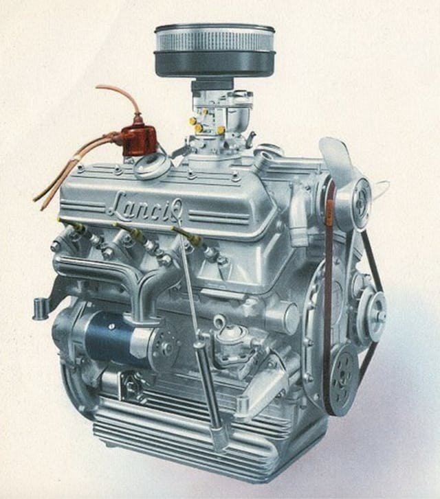 1950s Lancia V6 Engine Illustration