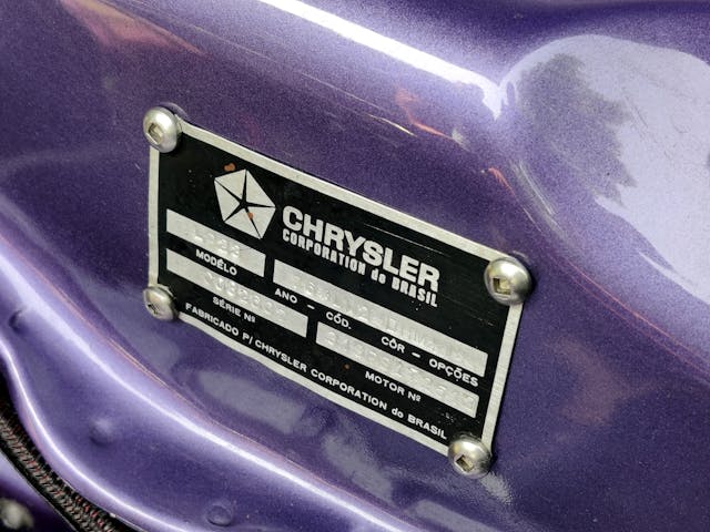 1974 Charger R/T info plate