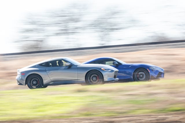 2023 Toyota Supra and 2023 Nissan Z Performance side pan action group