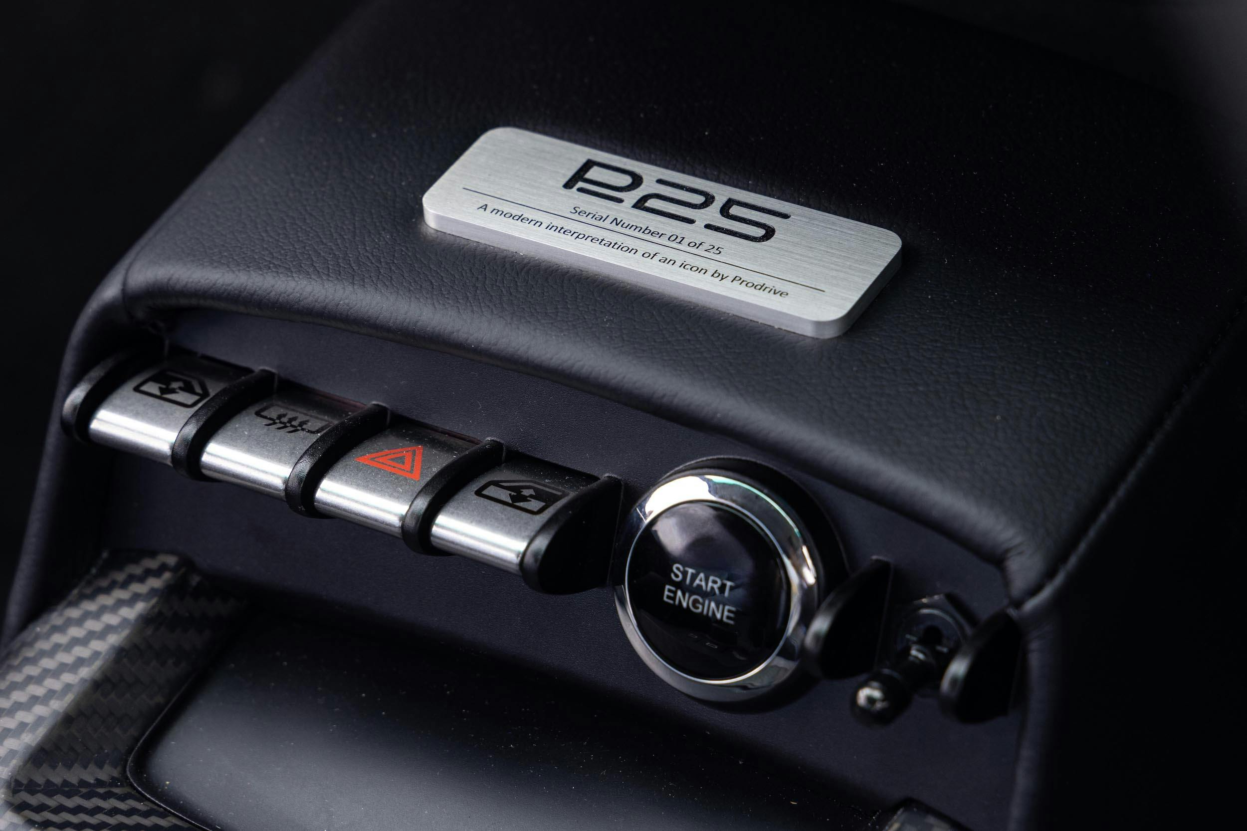 P25 Subaru Prodrive interior start stop button badge
