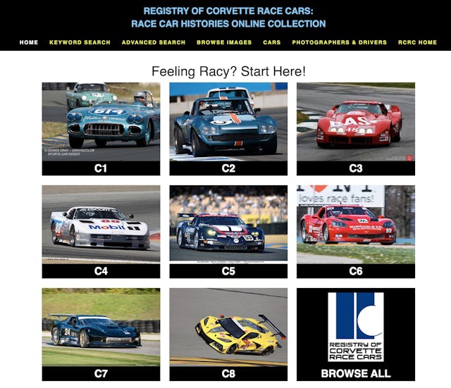 Corvette Registry homepage