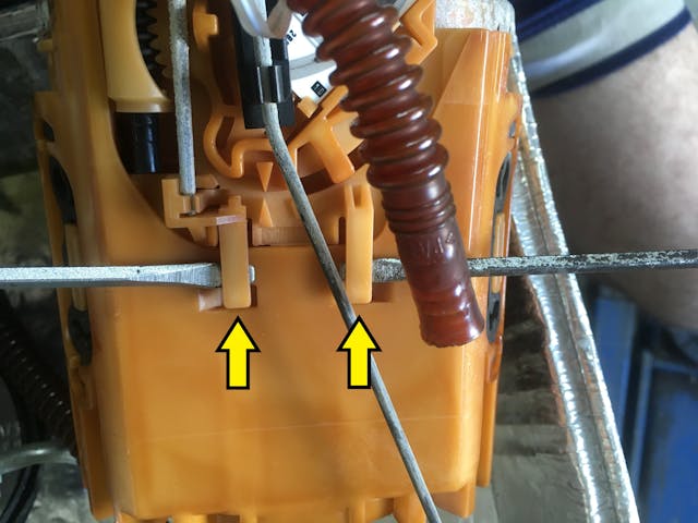 Fuel pump install tabs