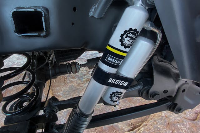 Jeep Performance Parts two-inch lift kit Bilstein shocks close-up