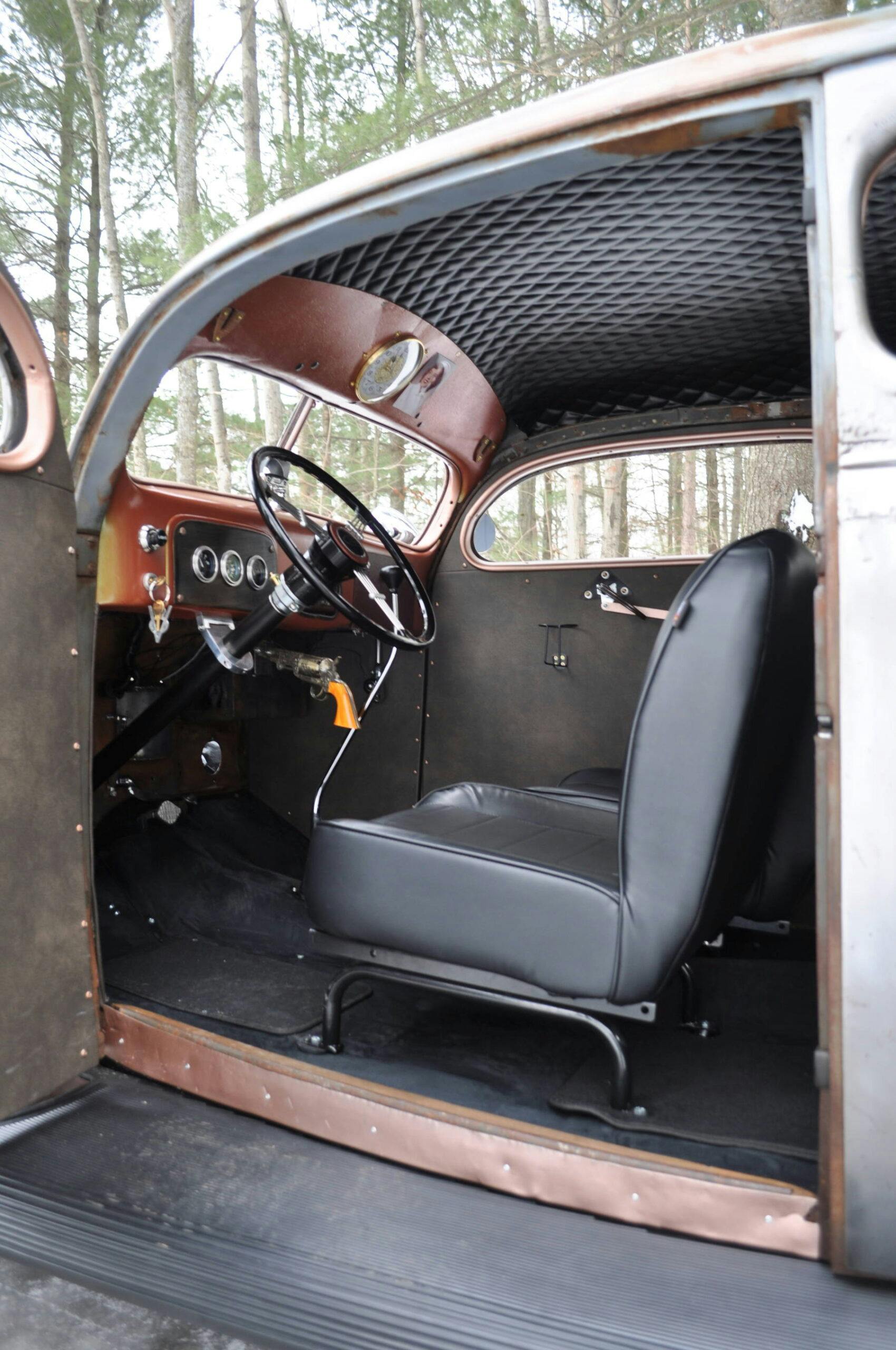1937 Ford Model 78 Slantback Tudor Hot Rod interior vertical