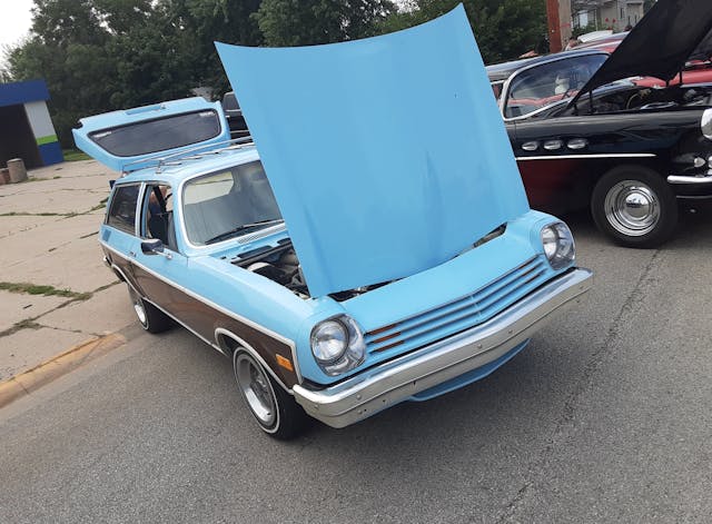 1977 Chevrolet Vega Estate hood up 