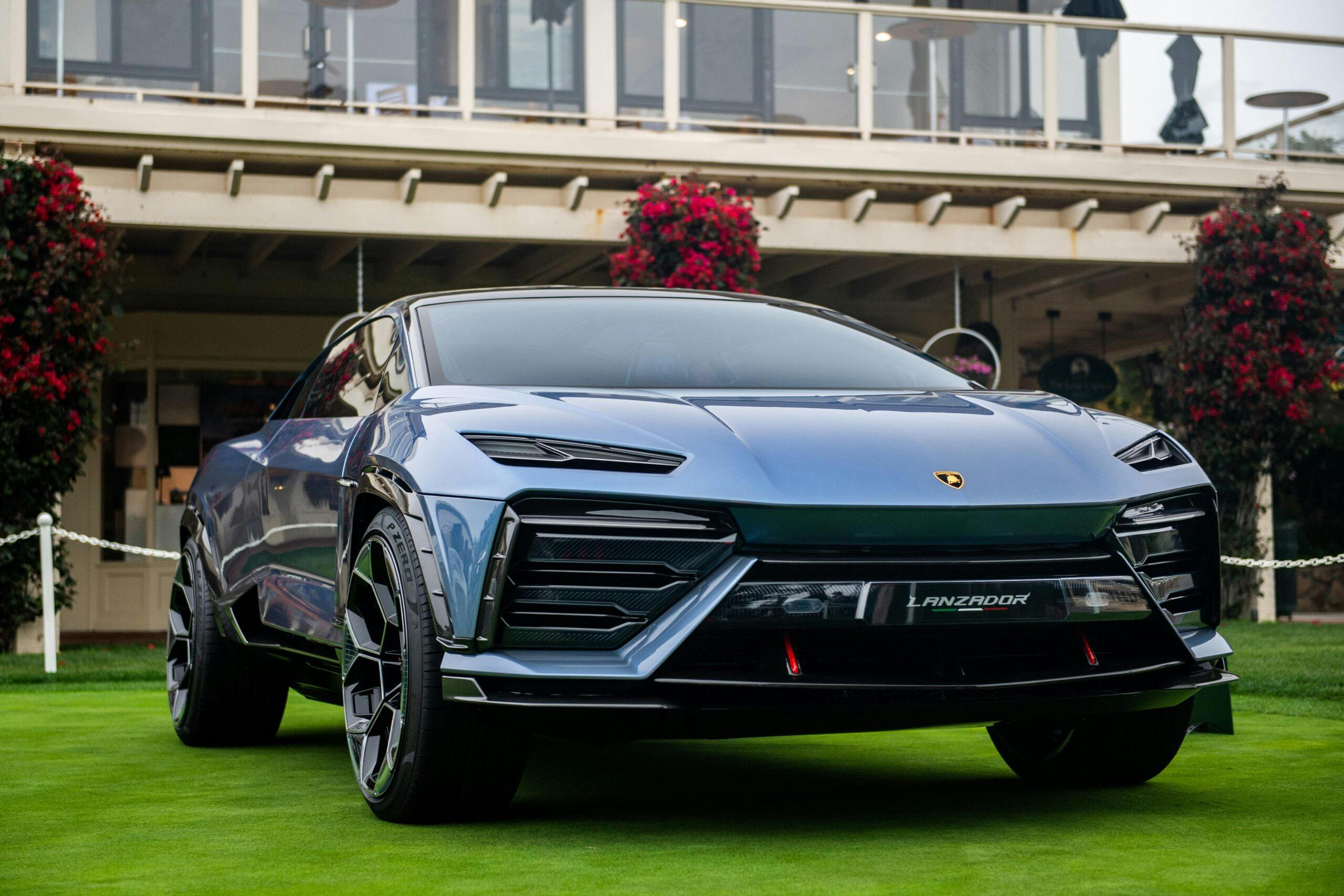Lamborghini Lanzador all-electric ev GT pebble beach concept lawn 2023
