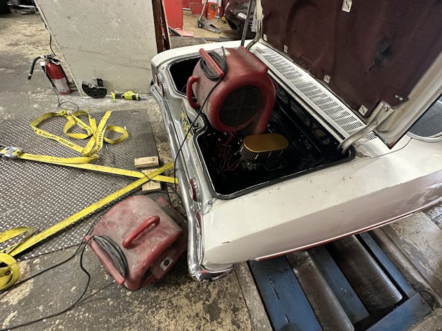 corvair engine compartment with multiple fans