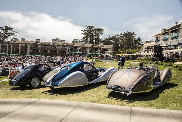 Monterey Car Week Pebble Beach Concours d'Elegance Figoni cars staging