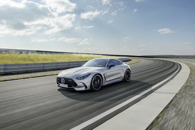 Mercedes-AMG GT 63 action pan front three quarter