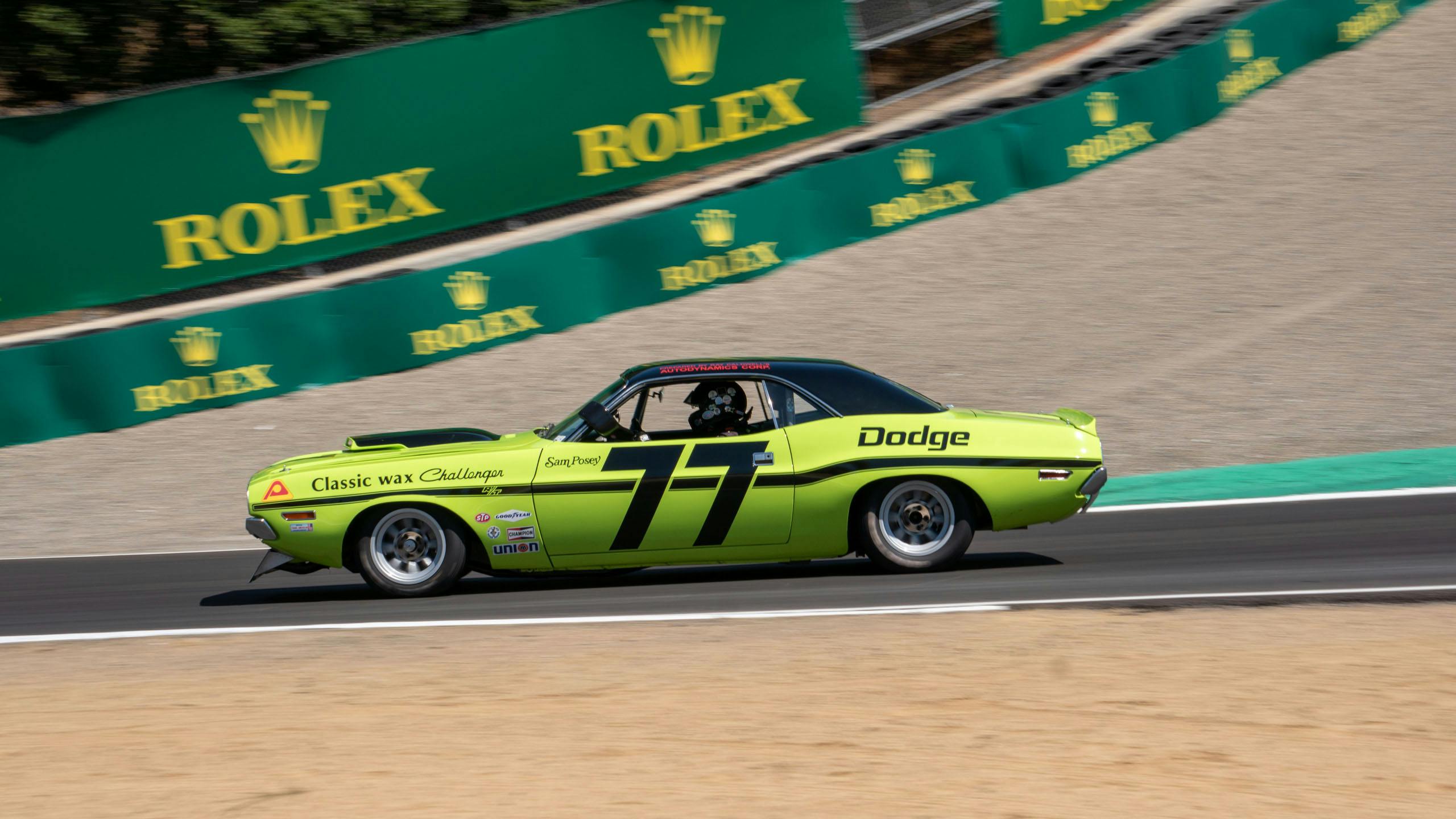 Monterey Historics 1966–72 Historic Trans Am Dodge Challenger side profile
