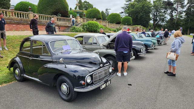 morris minor lineup cars front three quarter parked