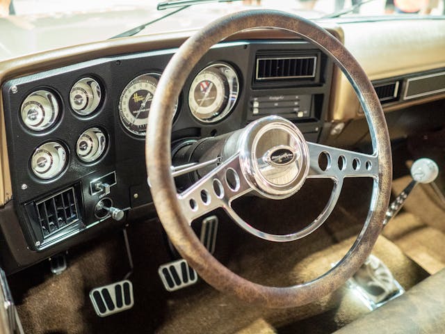 1977 Chevrolet C10 built by Harrison’s Rod & Custom giveaway interior steering wheel