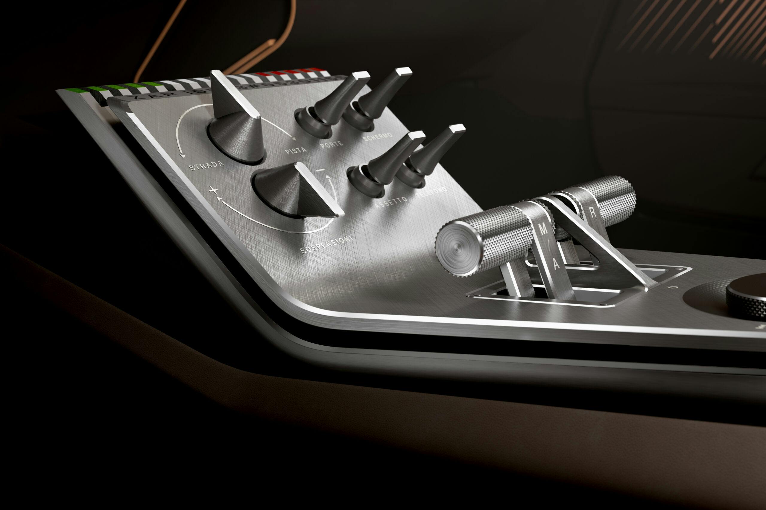 Alfa Romeo 33 stradale Supercar interior center console gear selector