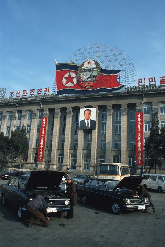 Volvo Taxis in Kim Il Sung Square in Pyongyang