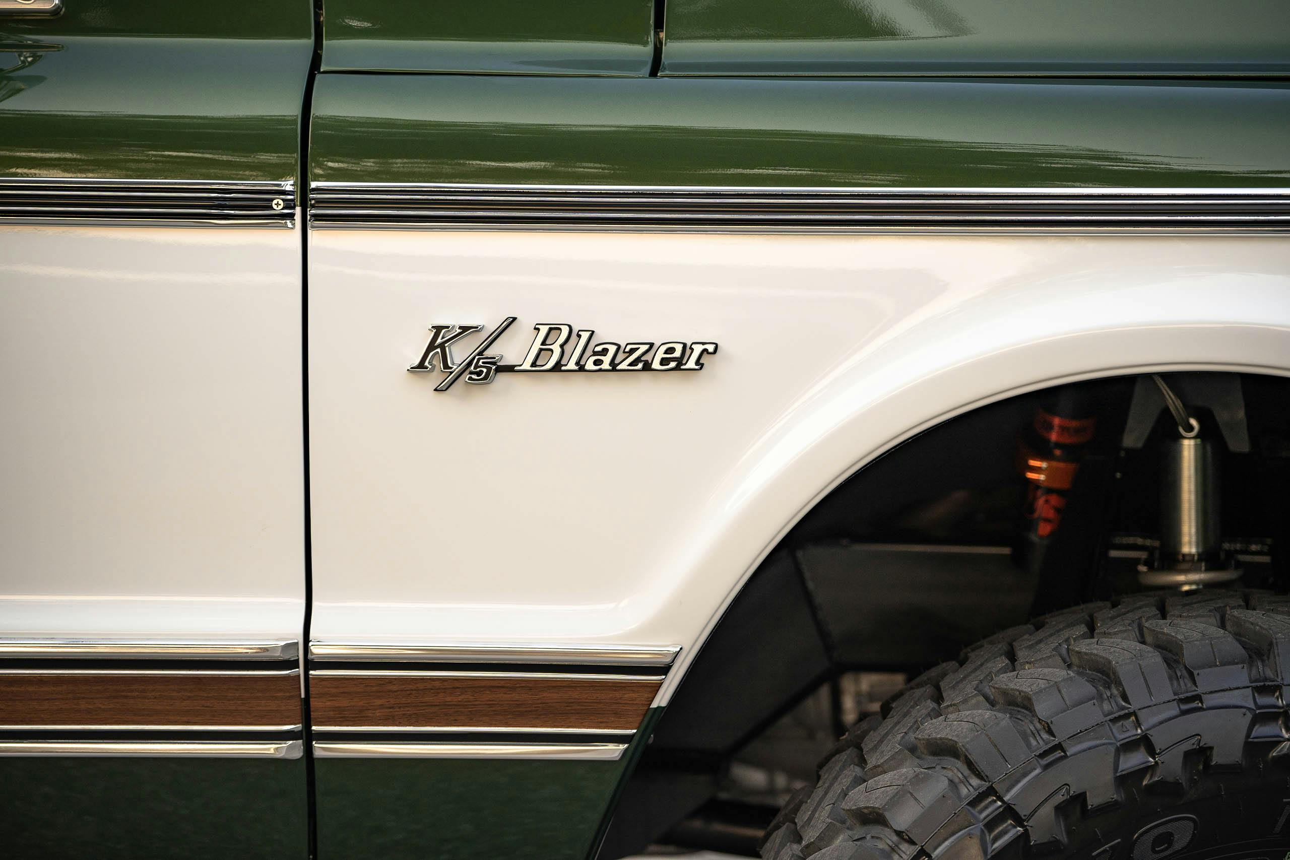 Velocity Modern Classics K5 Chevy Blazer restomod exterior K/5 Blazer badge detail