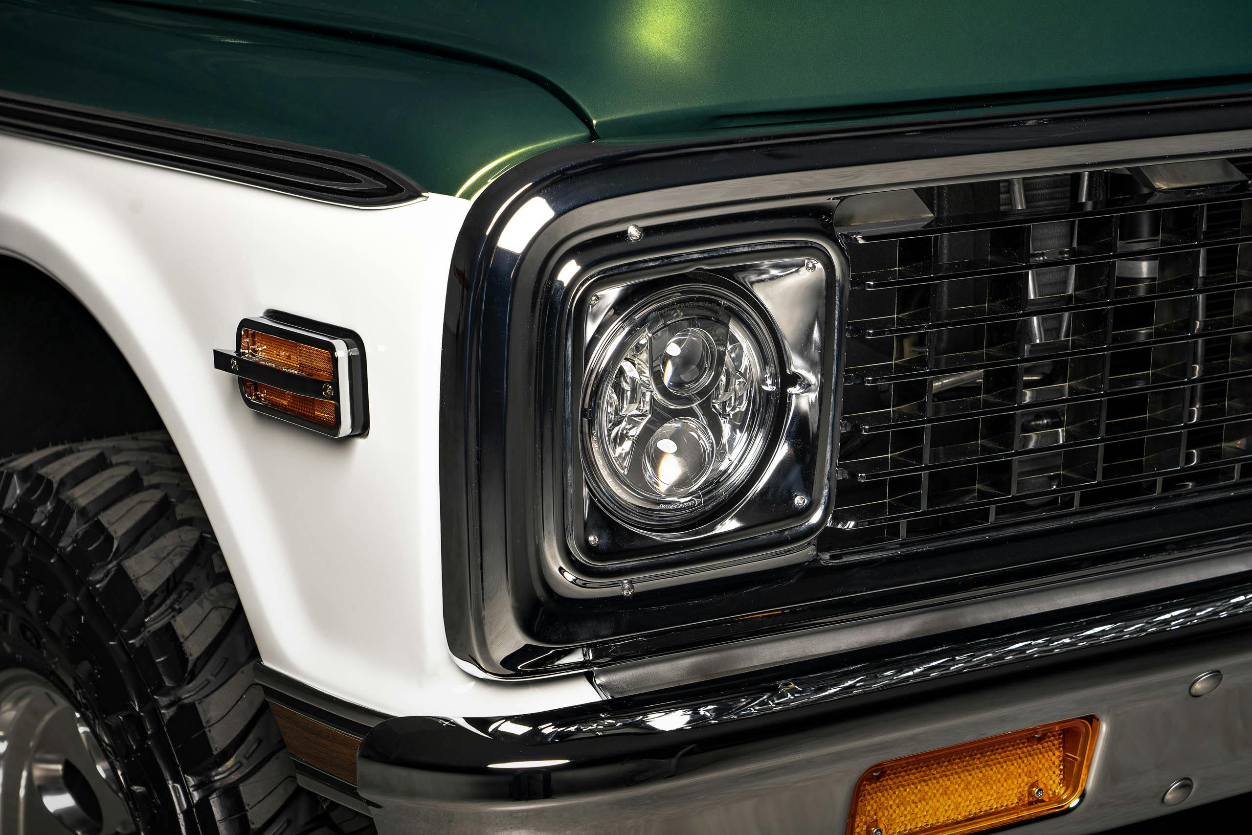 Velocity Modern Classics K5 Chevy Blazer restomod exterior front lighting details
