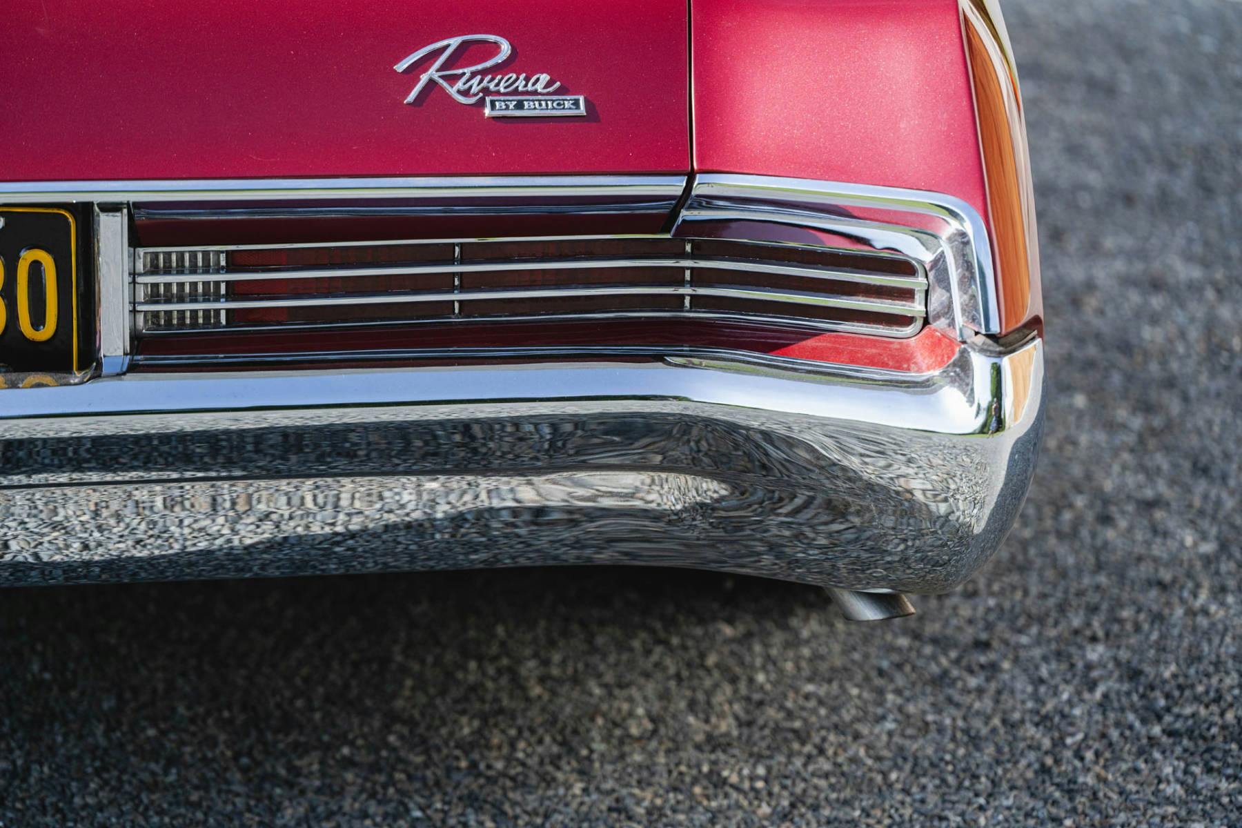 1967 Buick Riviera rear chrome badge
