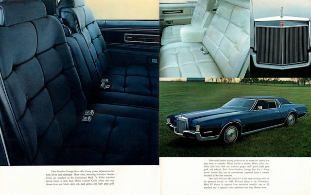 1972 Continental Mark IV interior options ad spread