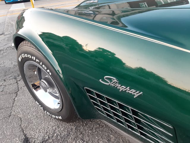 1971 Corvette Stingray front quarter wheel tire badge