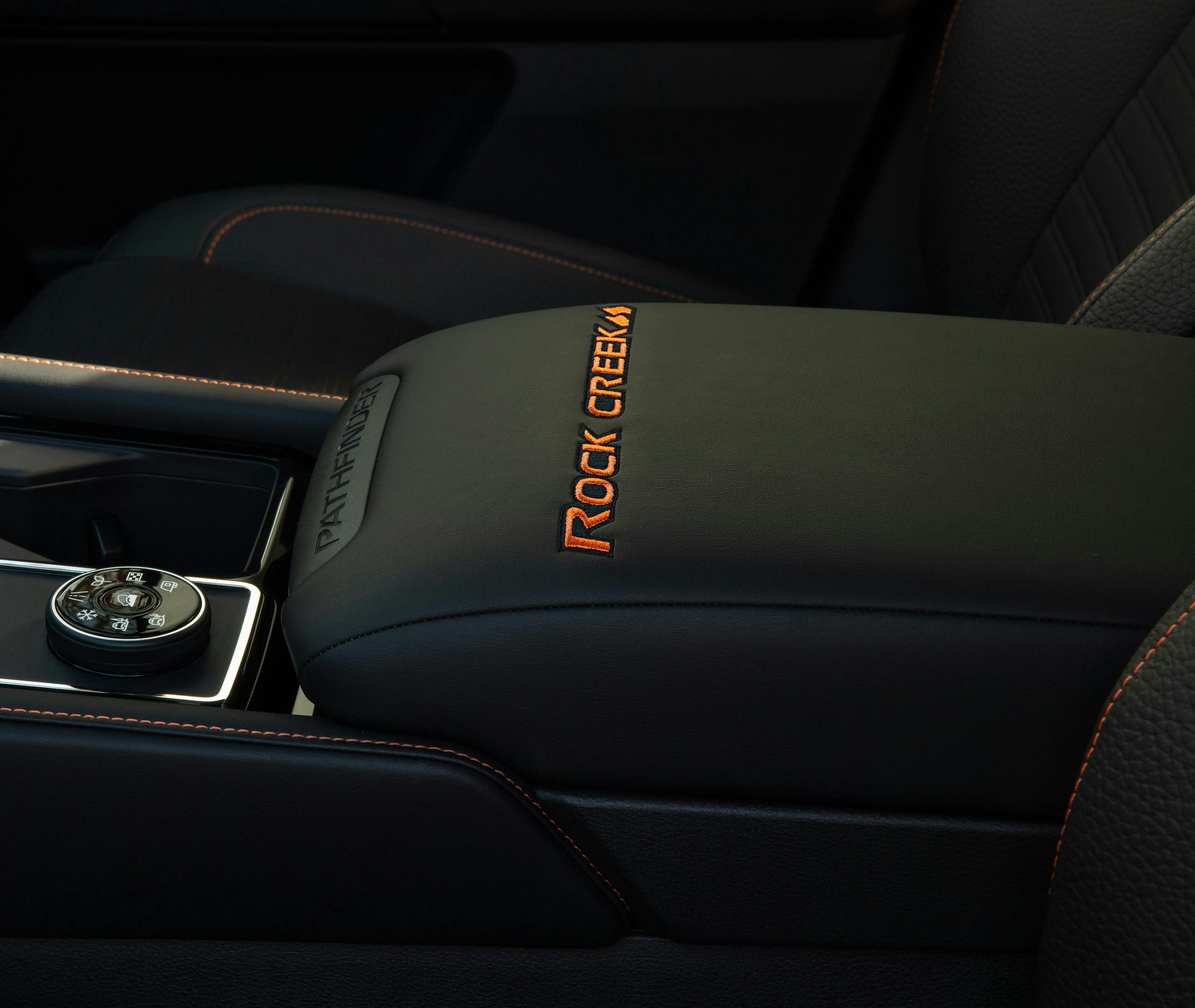 2023 Nissan Pathfinder Rock Creek Edition interior center console detail