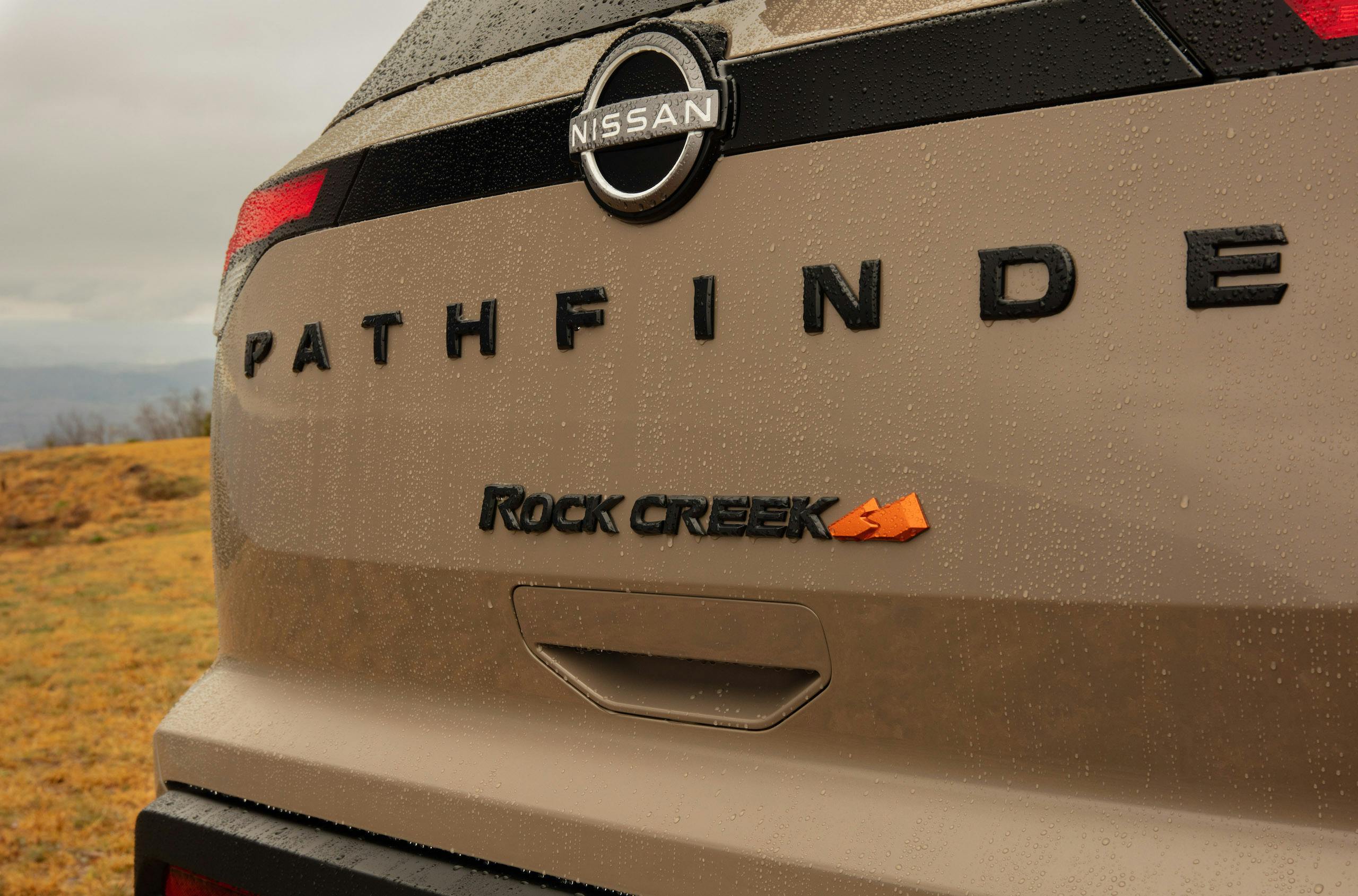2023 Nissan Pathfinder Rock Creek Edition rear badge lettering