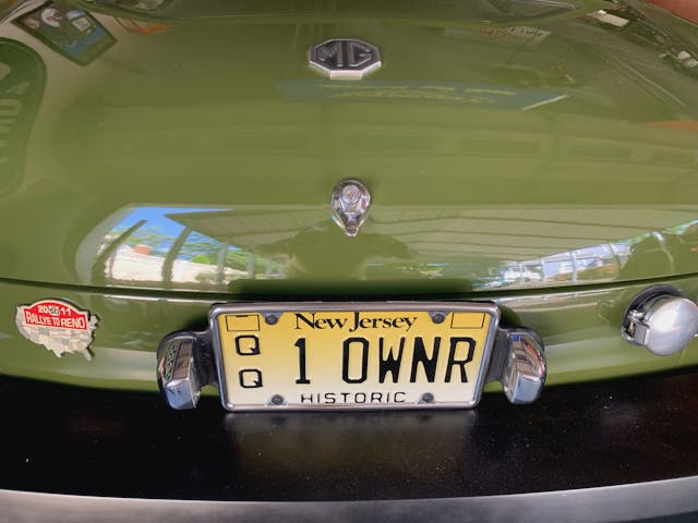 MGB rear New Jersey vanity plate