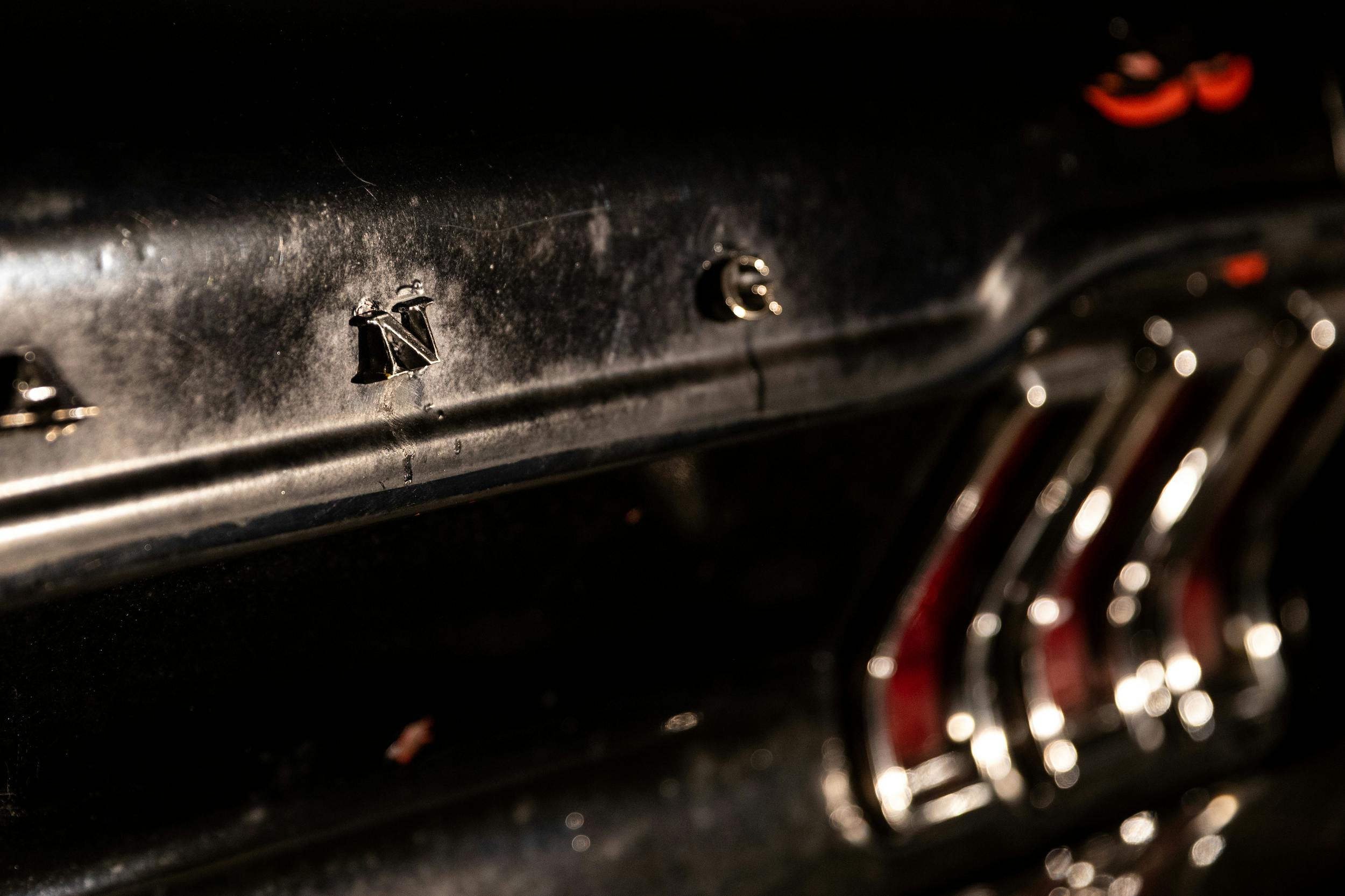 Crustang Ford Mustang Patina car lettering closeup