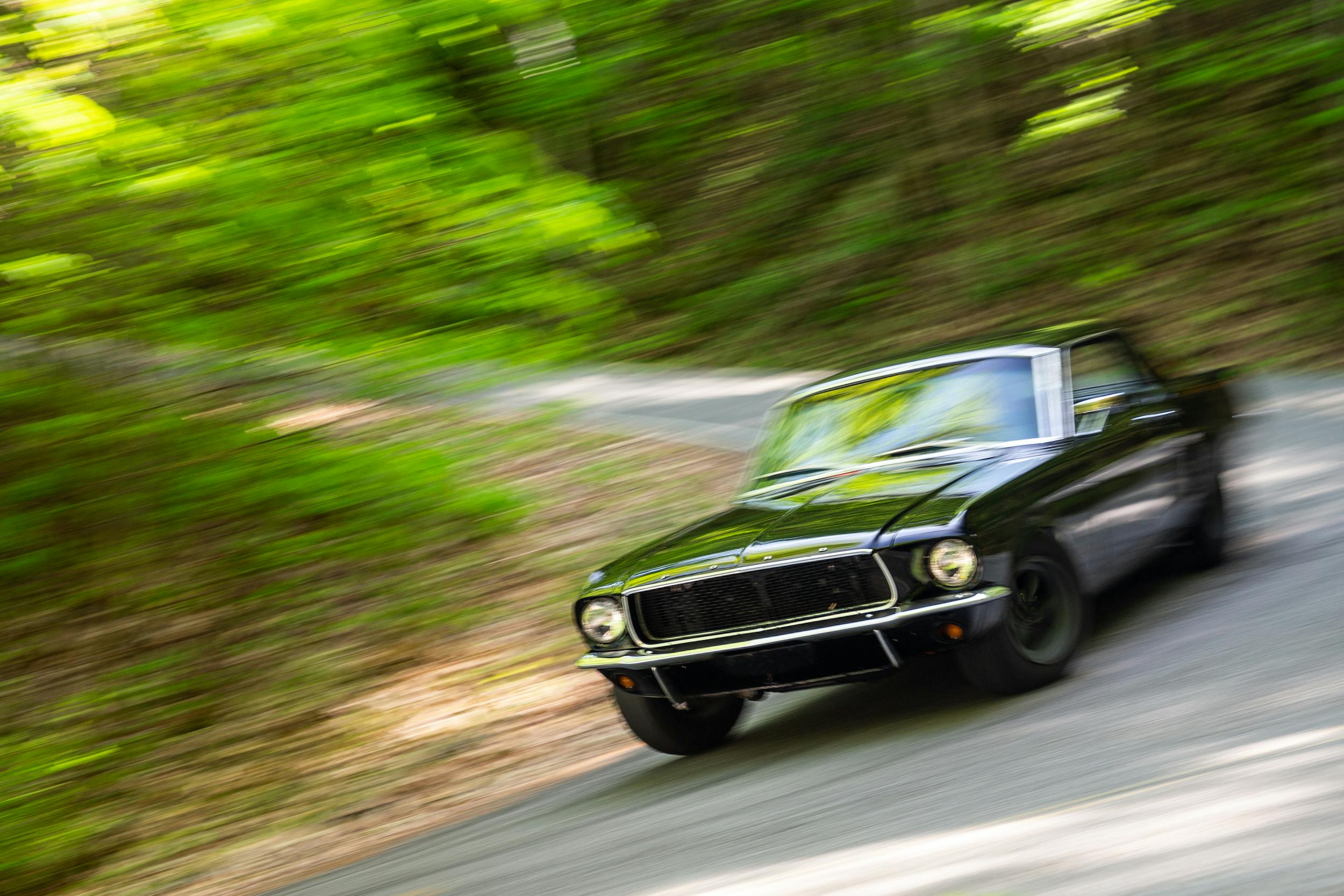 Crustang Ford Mustang Patina car action pan blur