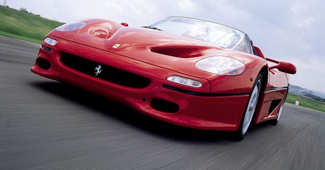 Ferrari F50 front three quarter close action