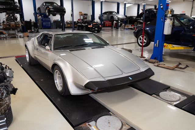 David Nikolas' Tope Pantera on an alignment rack at Nikolas Motorsport